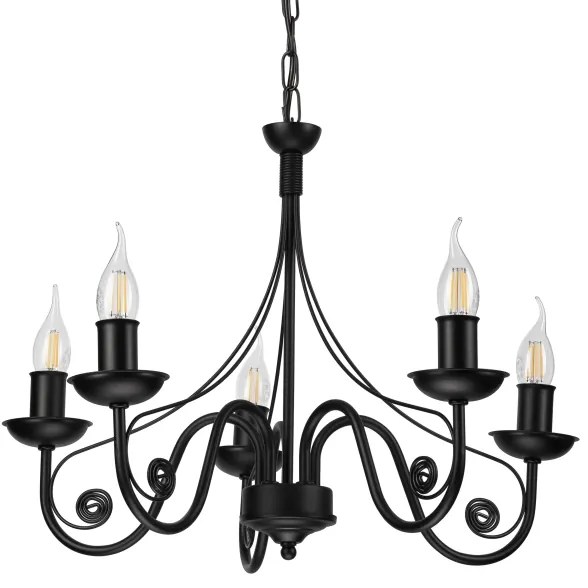 Luster na reťazi DONATO 5xE14/40W/230V čierna