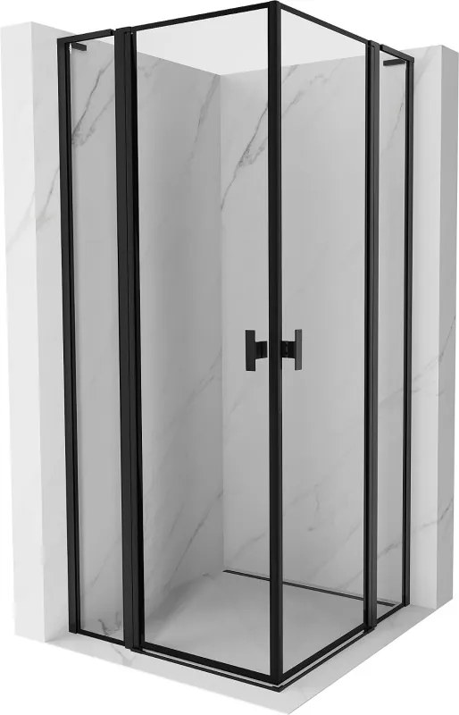 Mexen, Mexen Mist L Duo výklopný sprchový kút 120 x 120 cm, čierny rám - 8A4L-120L-120P-70-70