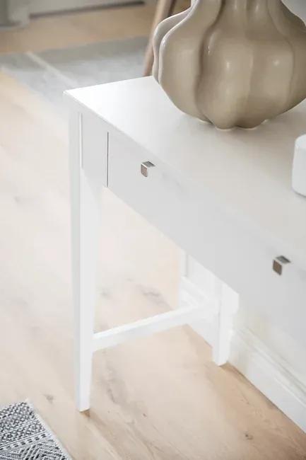 Konzolový stolík KORIDA biely, dubové drevo