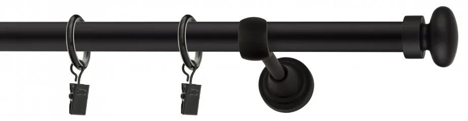 Dekorstudio Garniža jednoradová FLAT čierna matná 19mm Dĺžka: 360cm, Typ uchytenia: Držiak modern, Typ príslušenstva: Krúžky tiché so štipcami
