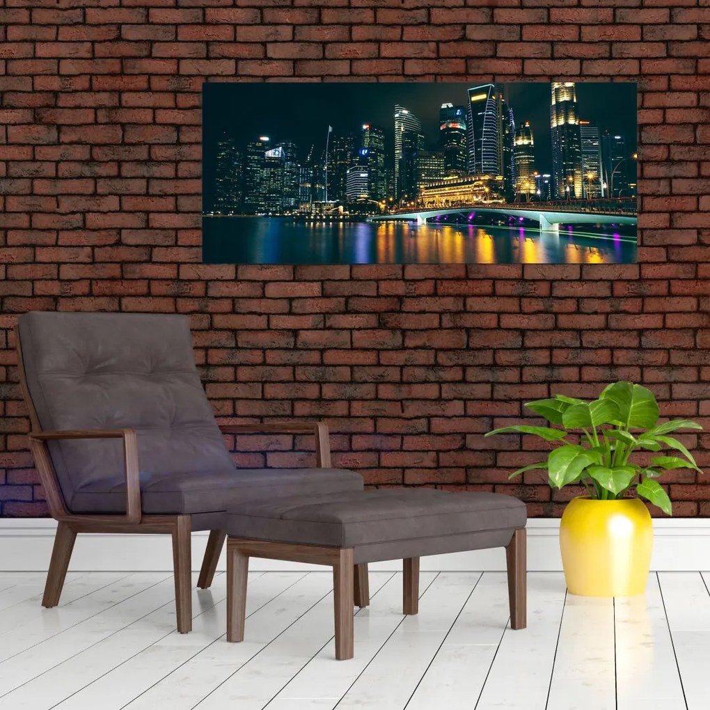 Obraz nočného Singapuru (120x50 cm)