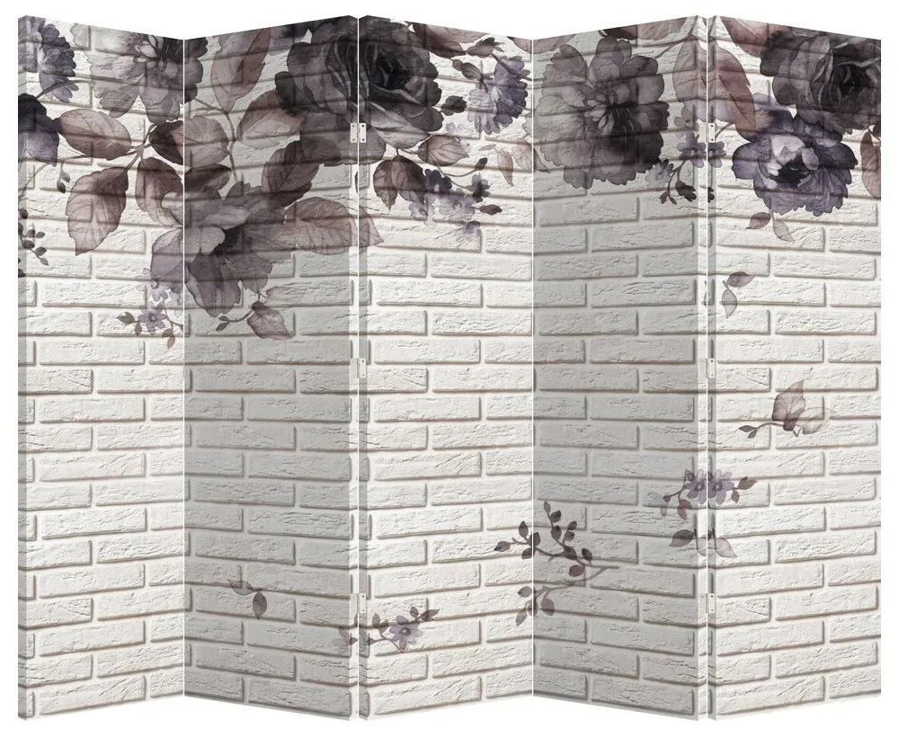 Paraván - Múr s kyticou (210x170 cm)