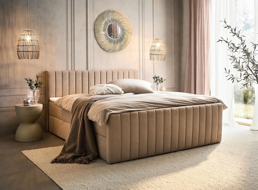 XXXLutz AMERICKÁ POSTEĽ, 140/200 cm, béžová Boxxx - Online Only spálne - 002444002511