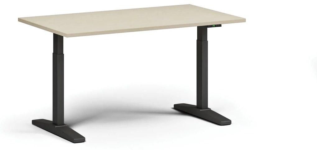 Výškovo nastaviteľný stôl, elektrický, 675-1325 mm, doska 1400x800 mm, čierna podnož, wenge