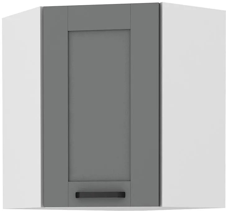 Horná rohová kuchynská skrinka Lucid 60x60 GN-72 1F (45°) (korpus: biela + front: mdf dustgrey). Vlastná spoľahlivá doprava až k Vám domov. 1134726