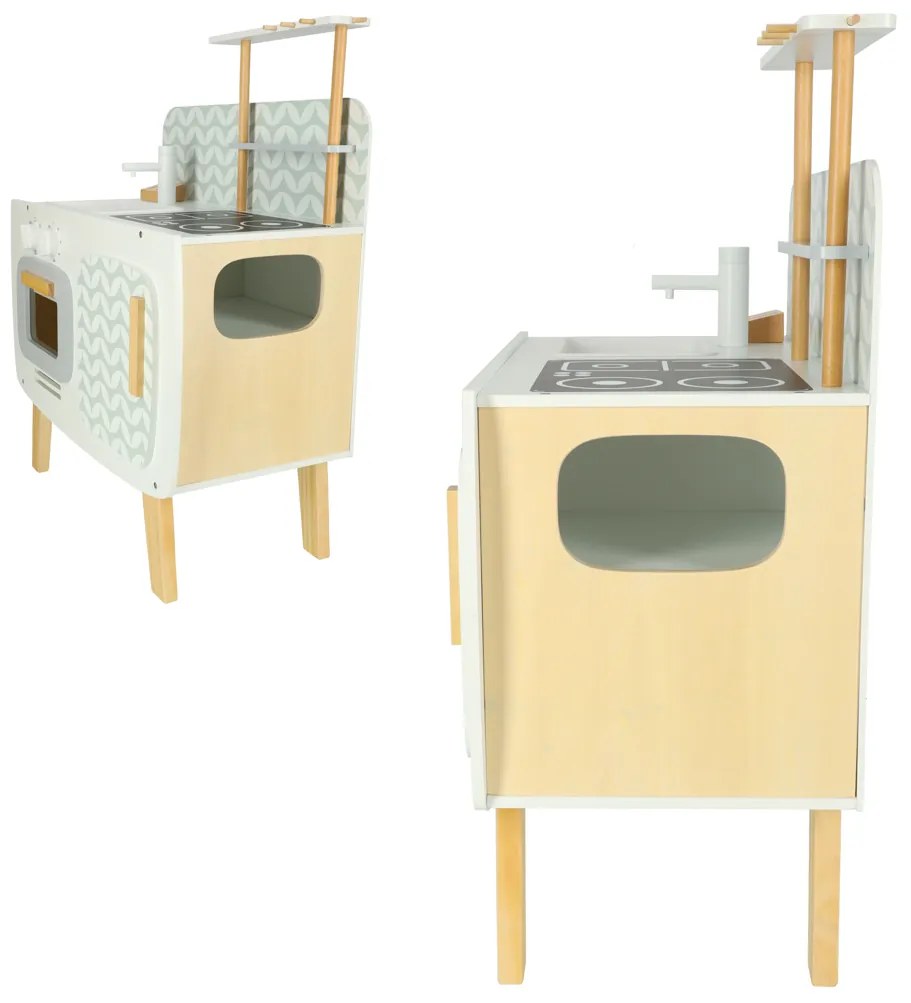 KIK Detská drevená kuchynka LULILO RETRO s príslušenstvom, 73 cm