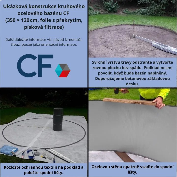 CF Nadzemný bazén s oceľovou stenou Azurotico 3,5 x 0,9 m 0044 ANTRAZIT/White