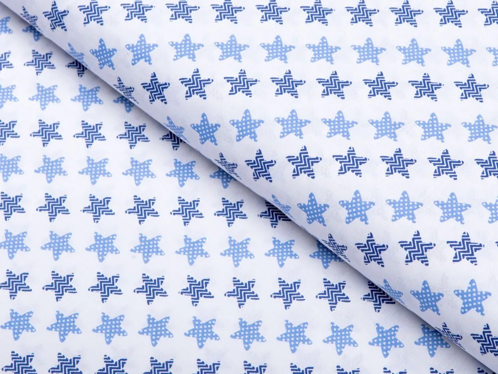 Biante Detské bavlnené posteľné obliečky do postieľky Sandra SA-266 Modré hviezdičky na bielom Do postieľky 90x120 a 40x60 cm