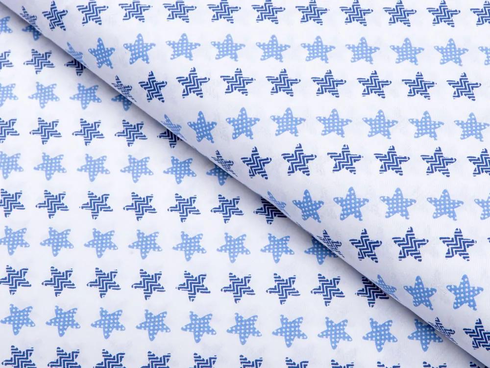Biante Detské bavlnené posteľné obliečky do postieľky Sandra SA-266 Modré hviezdičky na bielom Do postieľky 90x140 a 40x60 cm