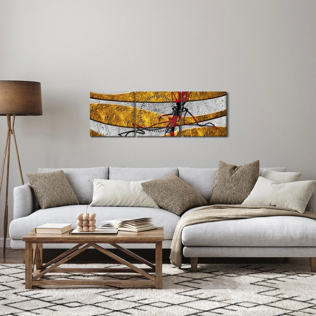 Abstraktný obraz (s hodinami) (90x30 cm)