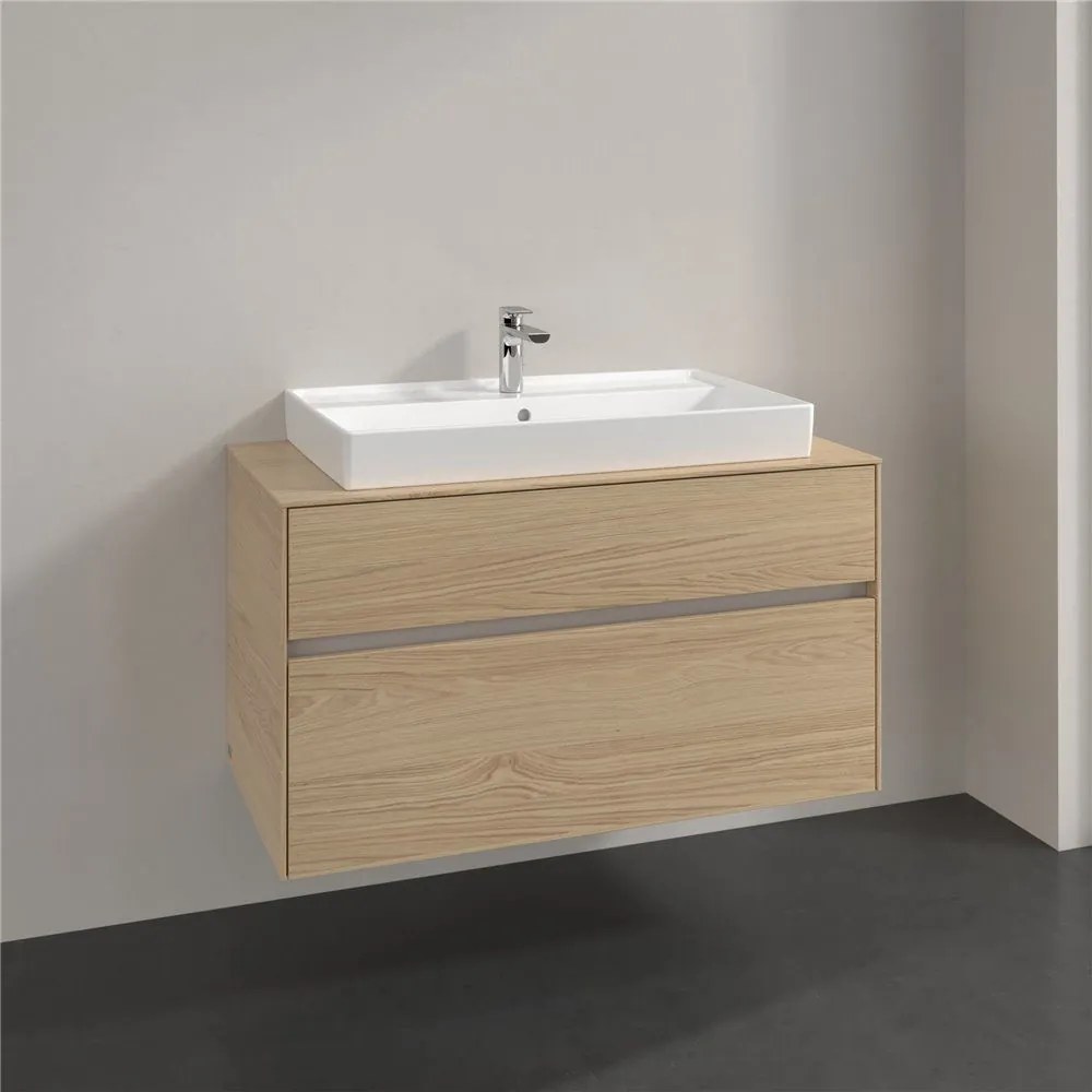 VILLEROY &amp; BOCH Collaro závesná skrinka pod umývadlo na dosku (umývadlo v strede), 2 zásuvky, 1000 x 500 x 548 mm, Nordic Oak, C02000VJ