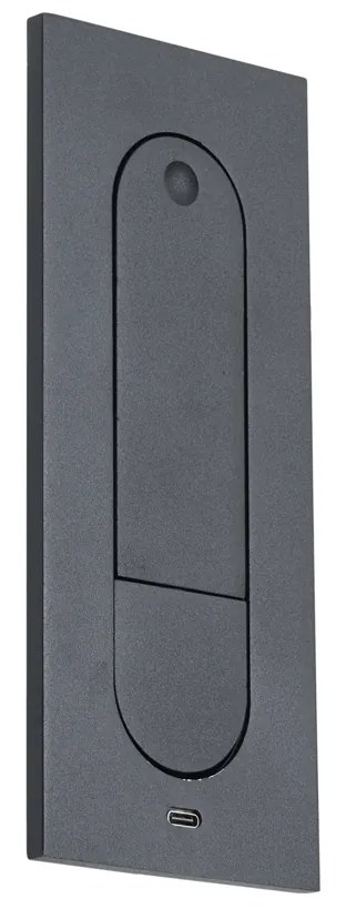 Moderné nástenné svietidlo čierne vrátane LED a portu USB-C - Hilton