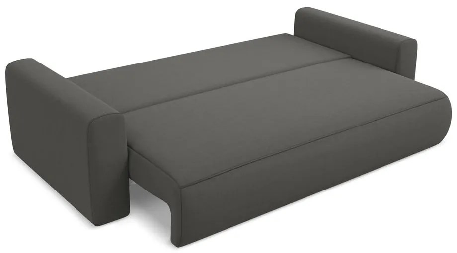 Tmavosivá zamatová rozkladacia/s úložným priestorom pohovka 238 cm Kapua – Makamii