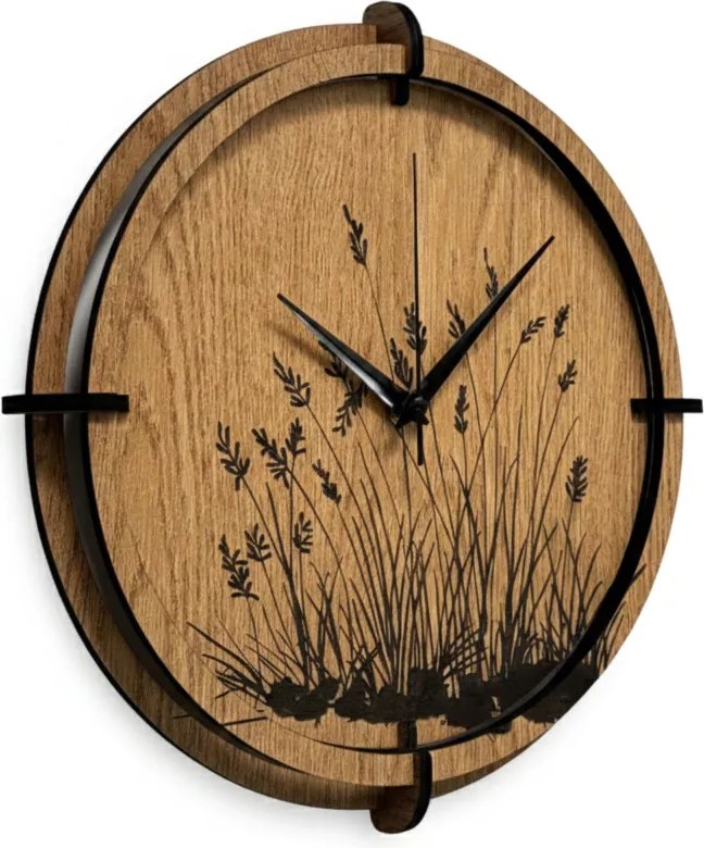 Drevené nástenné hodiny do obývačky prírodný dizajn | SENTOP HDF0587-OAK