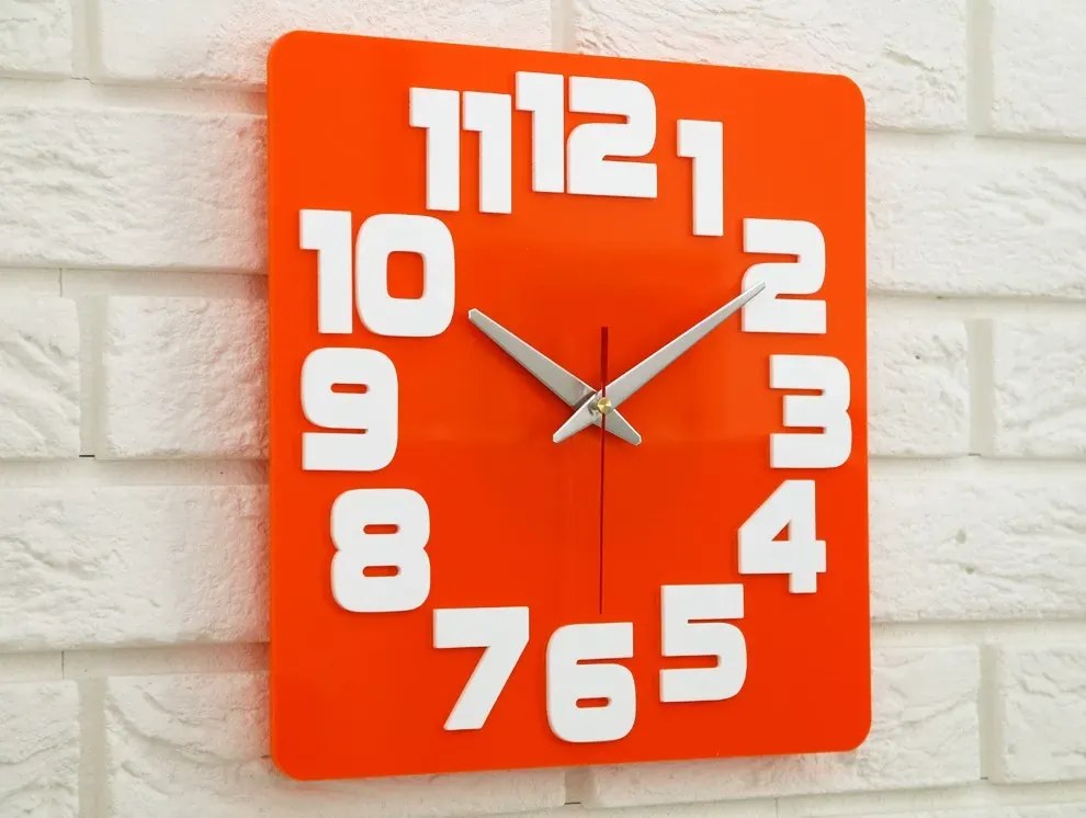 Nástenné hodiny Logic 30 cm biele/oranžové