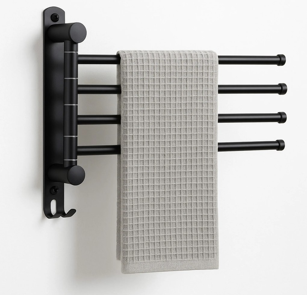 Kúpeľňový vešiak na uteráky CETRI čierny