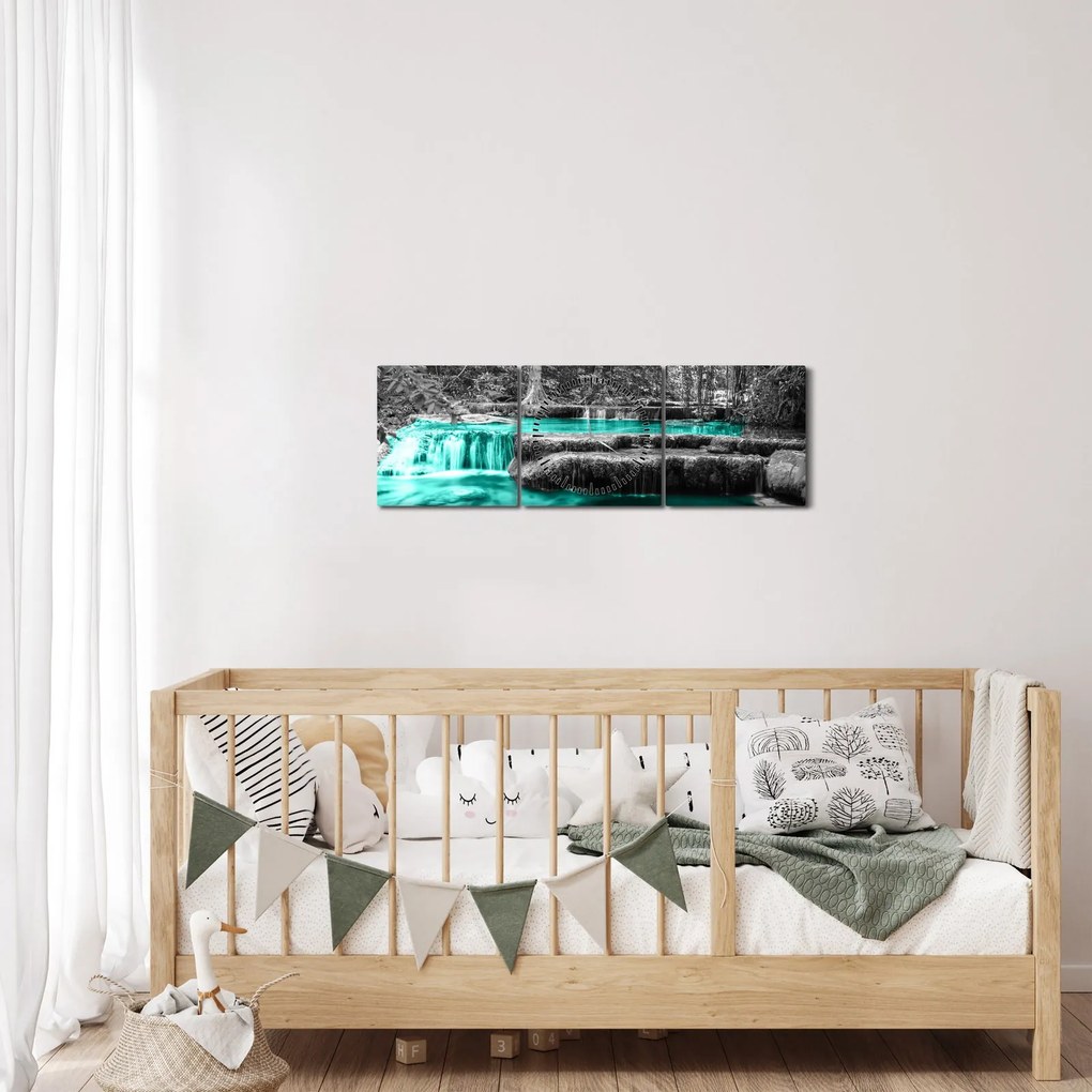 Obraz - Zimná rieka (s hodinami) (90x30 cm)