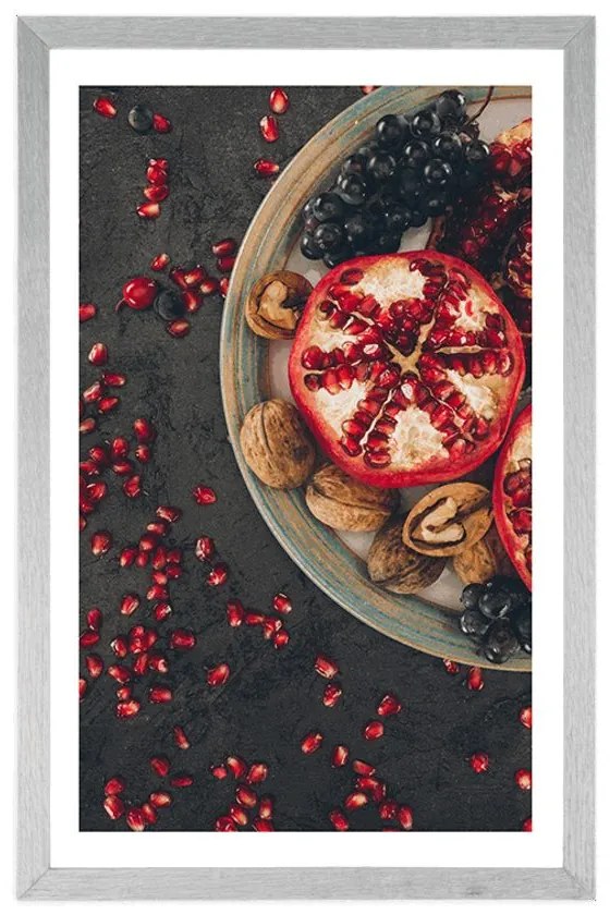 Plagát s paspartou zmes s granátovým jablkom - 60x90 white