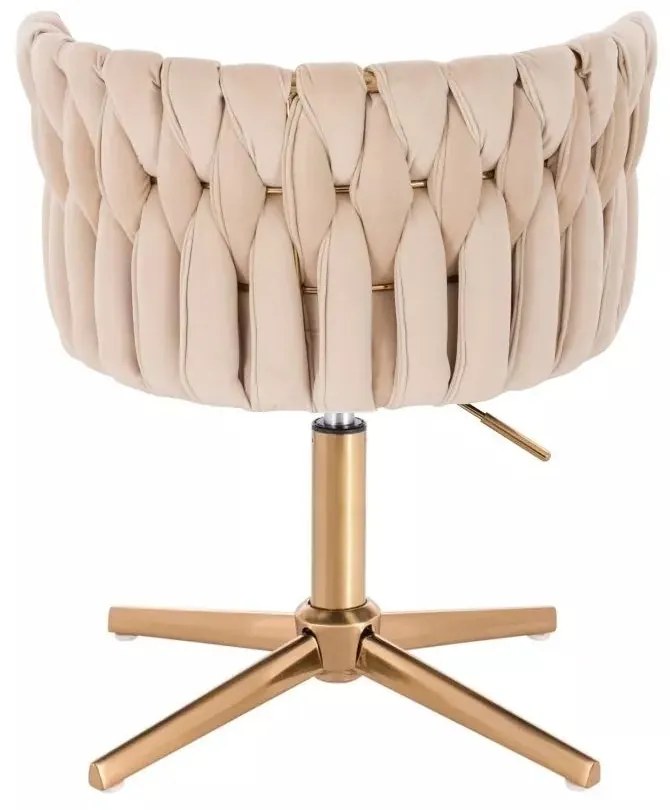 LuxuryForm DESIGN Stolička LYON VELUR na zlatom kríži - krémová