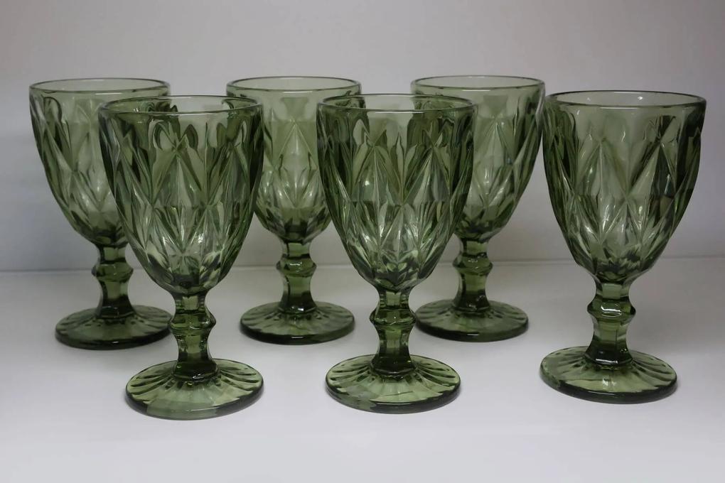 Zelené sklenené poháre na víno 230ml 6ks