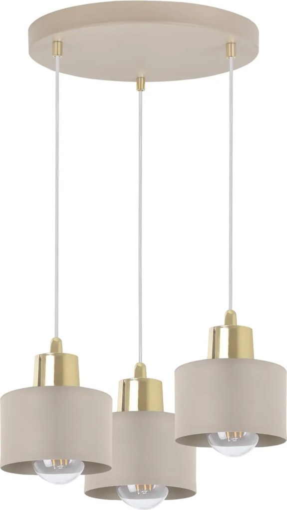 Závesné svietidlo Panta, 3x béžové kovové tienidlo, g, o