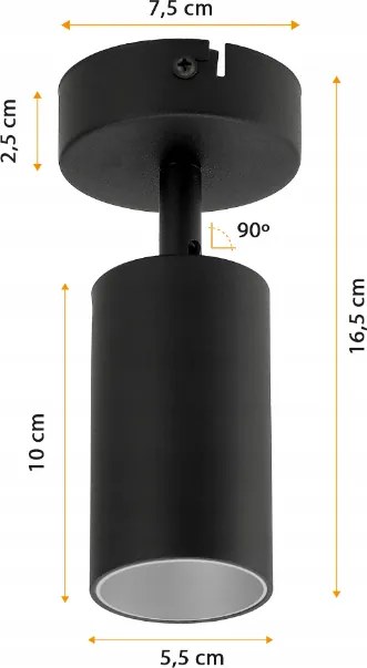 BERGE LED stropné svietidlo VIKI SILVER - 1xGU10 - čierne