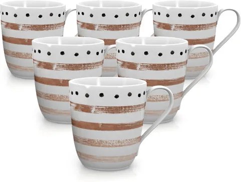 Mäser Sada porcelánových hrnčekov STRIPES and DOTS II 290 ml, 6 ks