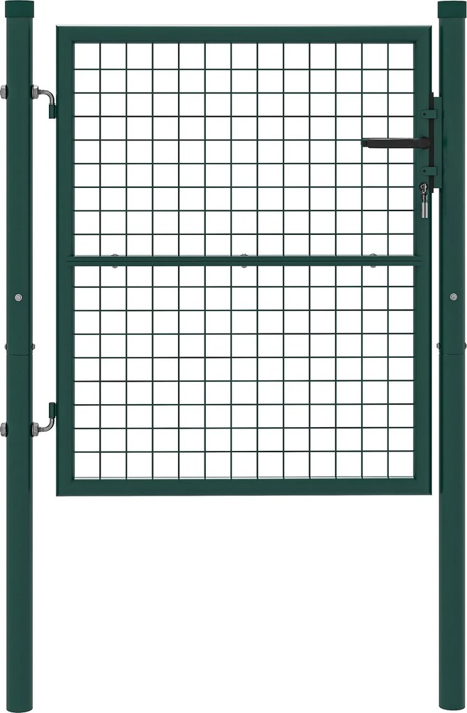 Záhradná brána Outsunny 100x79 cm z oceľových tyčí s zámkom a 3 kľúčmi pre vonkajší patio Zelená | Aosom