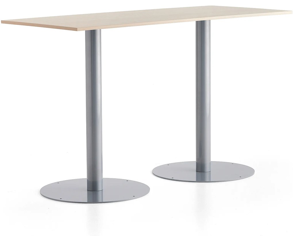 Barový stôl ALVA, 1800x800x1100 mm, strieborná, breza