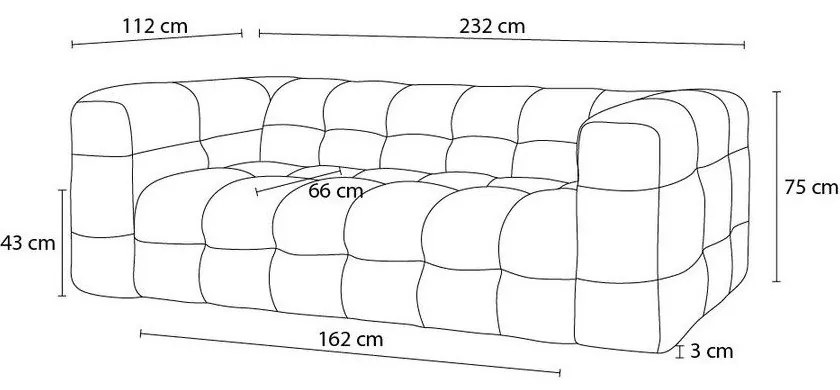 Pohovka v tehlovooranžovej farbe 232 cm Cloud – Bobochic Paris