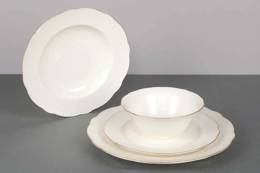 Porcelánová sada 24 ks talířů GoldieWhite bílá/zlatá