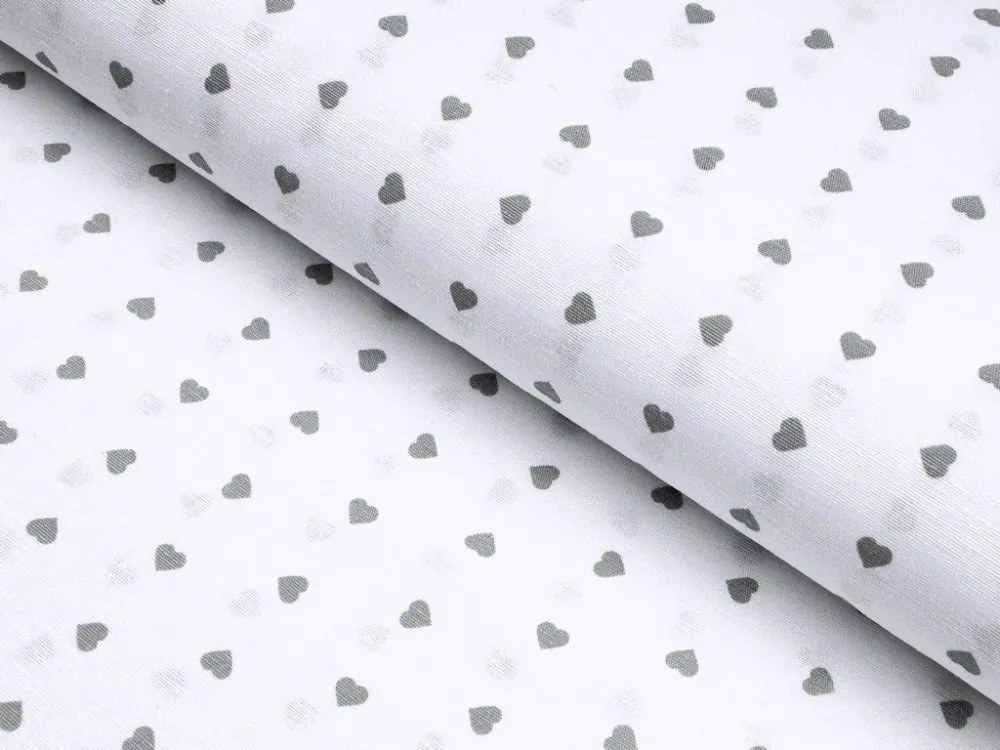 Biante Dekoračný oválny obrus Leona LN-008 Sivé srdiečka na bielom 130x220 cm