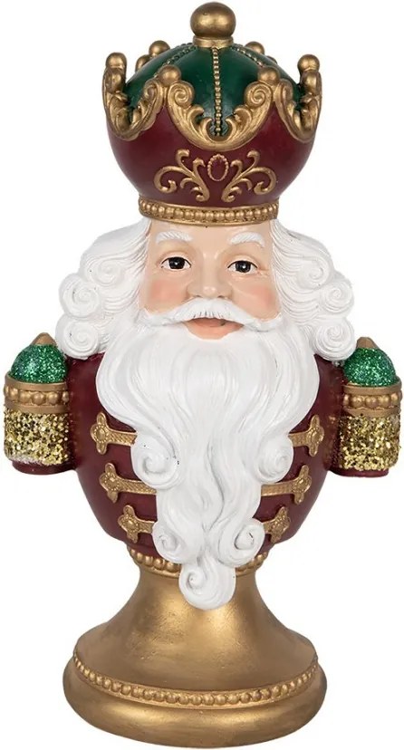 Červeno-zlatá vianočná dekorácia busta Santa Claus - 15*10*26 cm