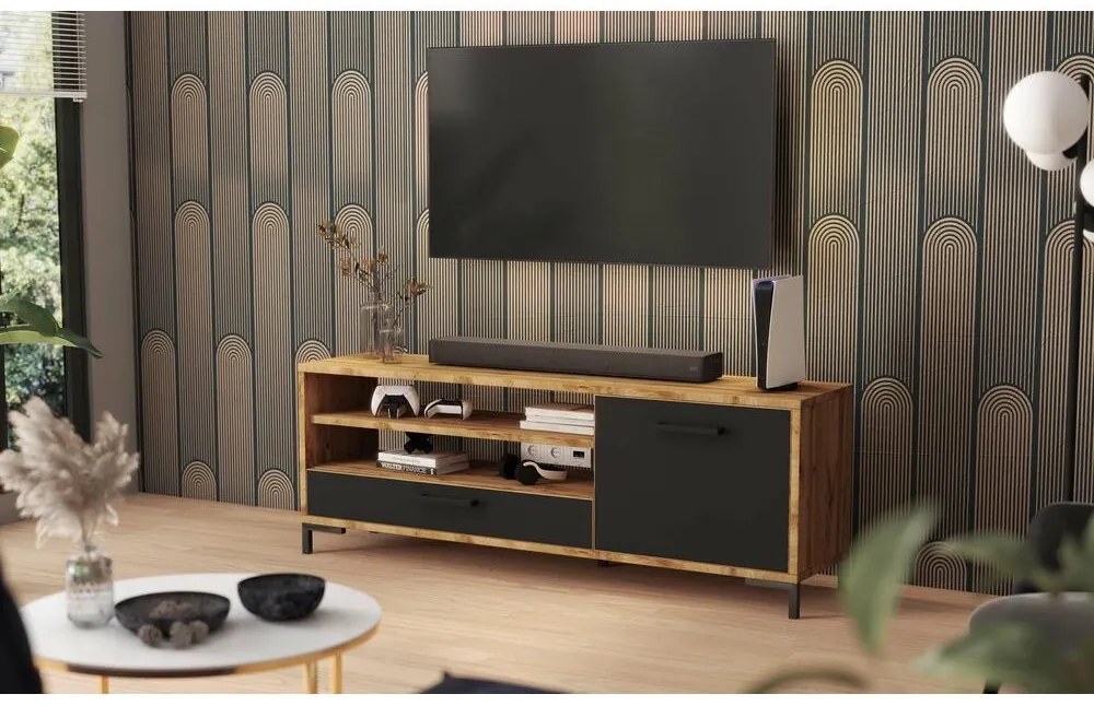 TV skrinka/stolík Cascade (dub lancaster + čierna). Akcia -14%. Vlastná spoľahlivá doprava až k Vám domov. 1098746