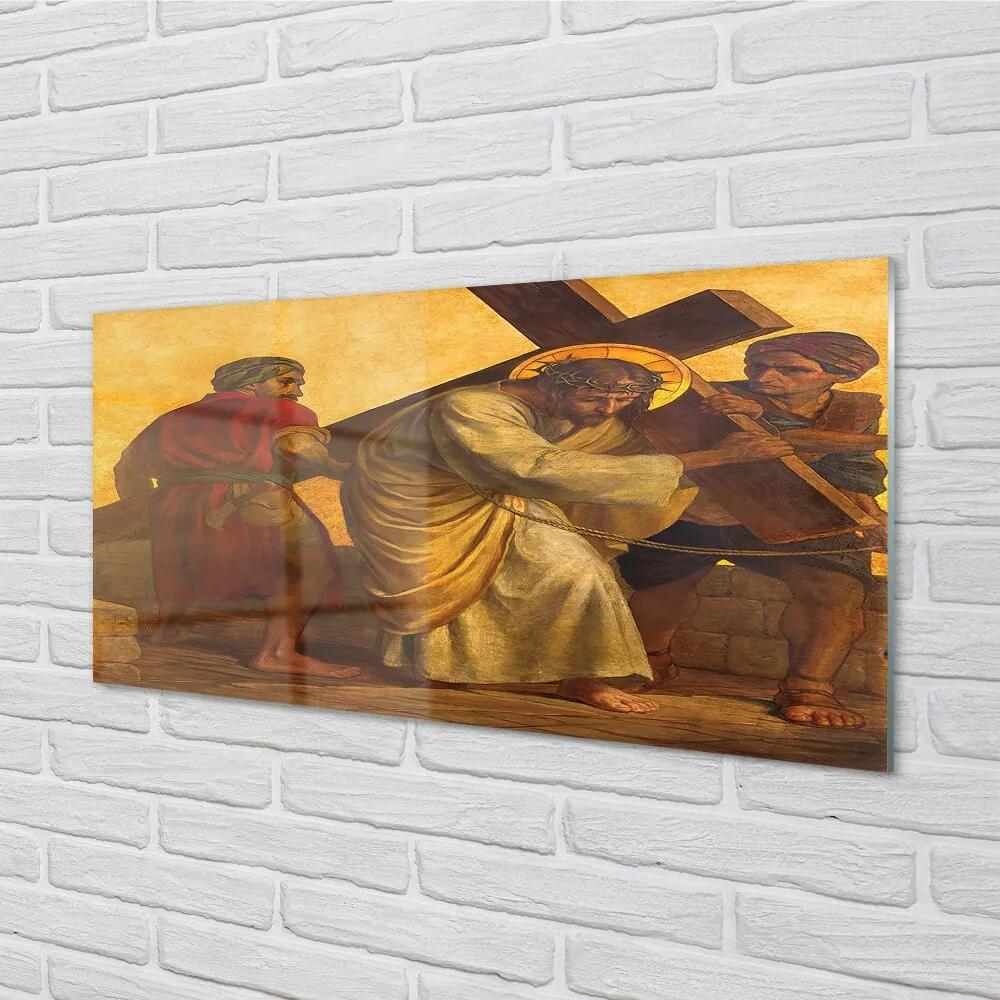 Sklenený obraz Jesus cross ľudia 120x60 cm