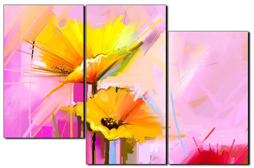 Obraz na plátne - Abstraktná maľba, jarné kvety reprodukcia 1269D (135x90 cm)