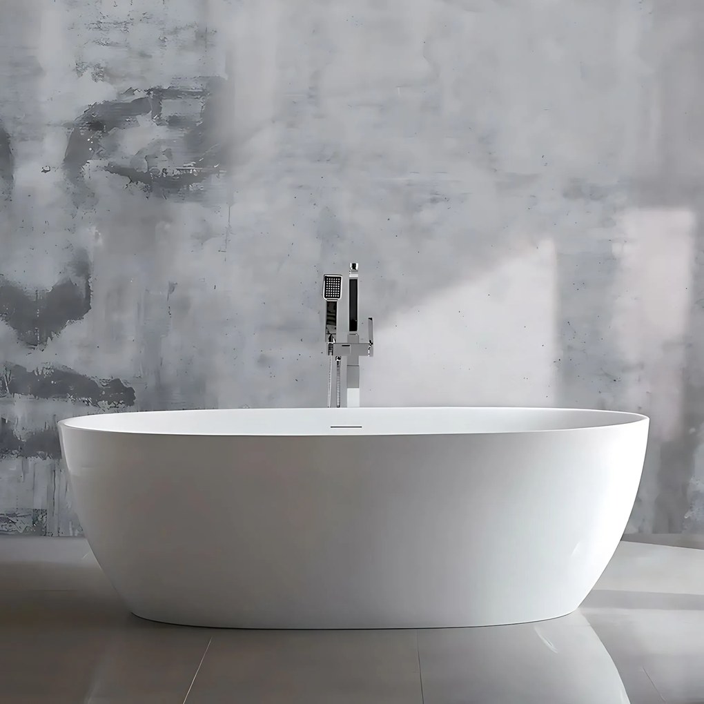 Rea Roma, voľne stojaca vaňa 170x75 cm, biela, čierny click-clack, KPL-W6128