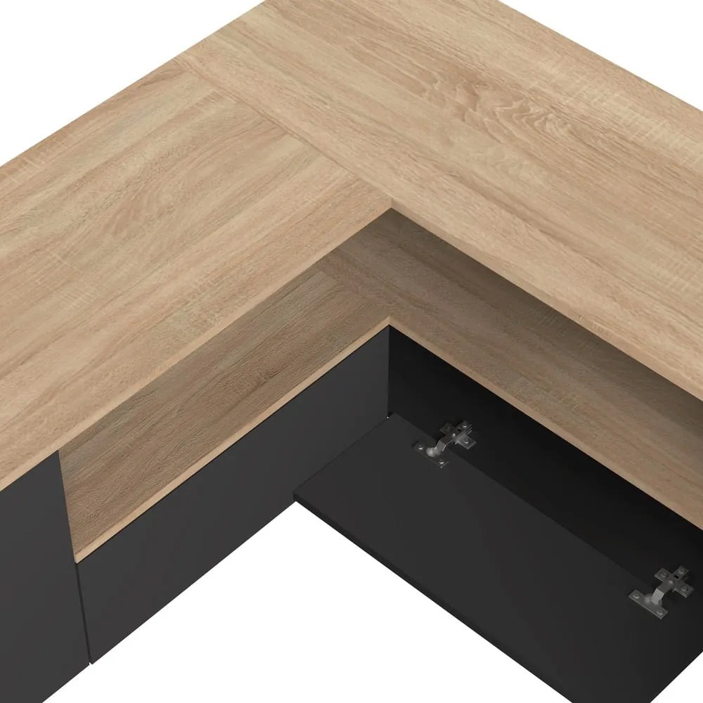 TV stolík v dekore duba v čierno-prírodnej farbe 130x46 cm Angle – TemaHome
