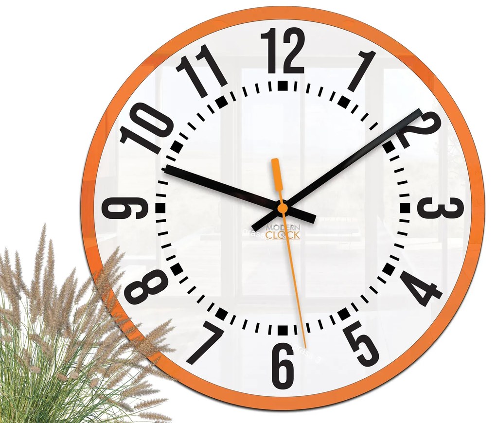 Nástěnné hodiny Oskar 30 cm bílé/oranžové