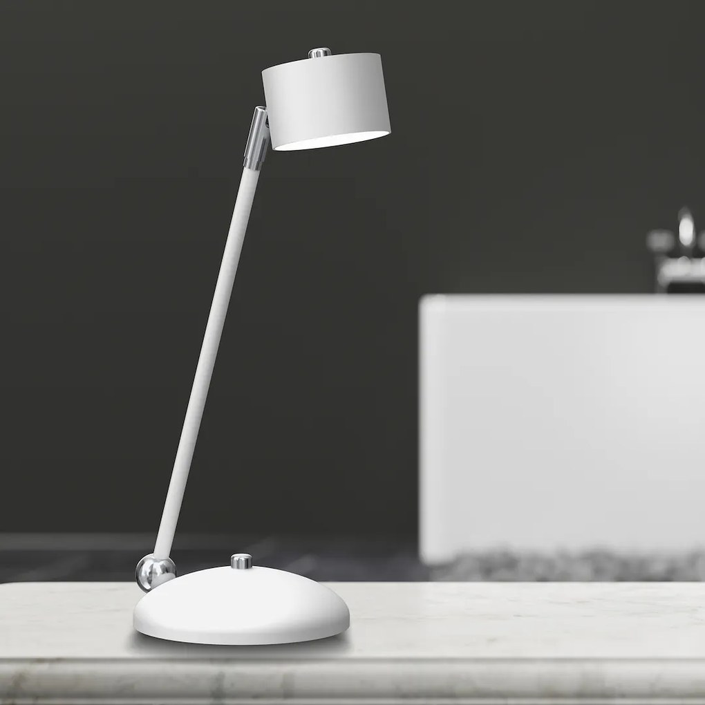 Stolná lampa Arena, 1x biele kovové tienidlo, w/ch