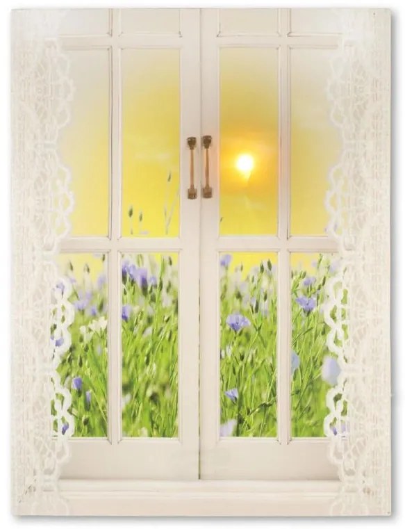 Nexos 86800 Nástenná maľba slnka za oknom, 1 LED, 30 x 40 cm