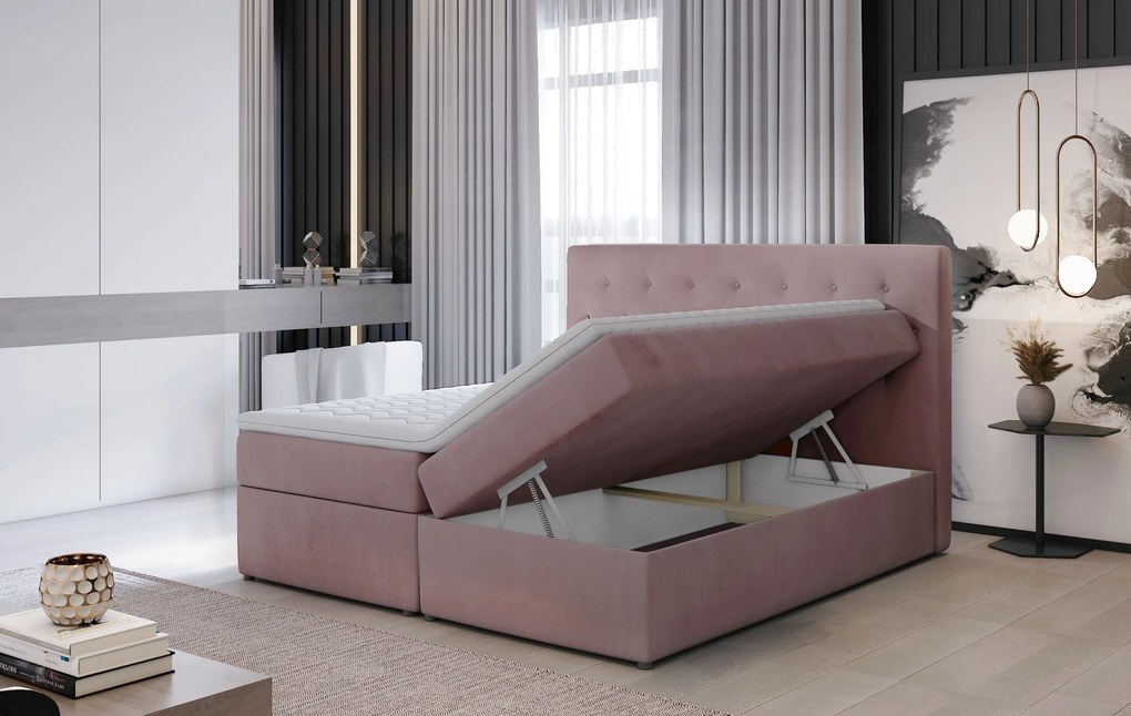 Kvalitná box spring posteľ Lapito 180x200, vínová Velvet