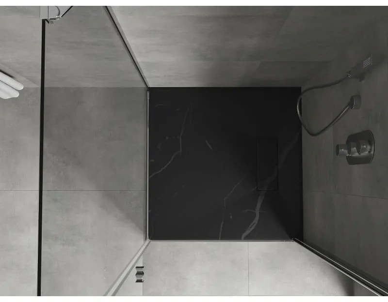 Mexen Hugo, štvorcová sprchová vanička SMC 80 x 80 cm, čierny kameň, 42758080