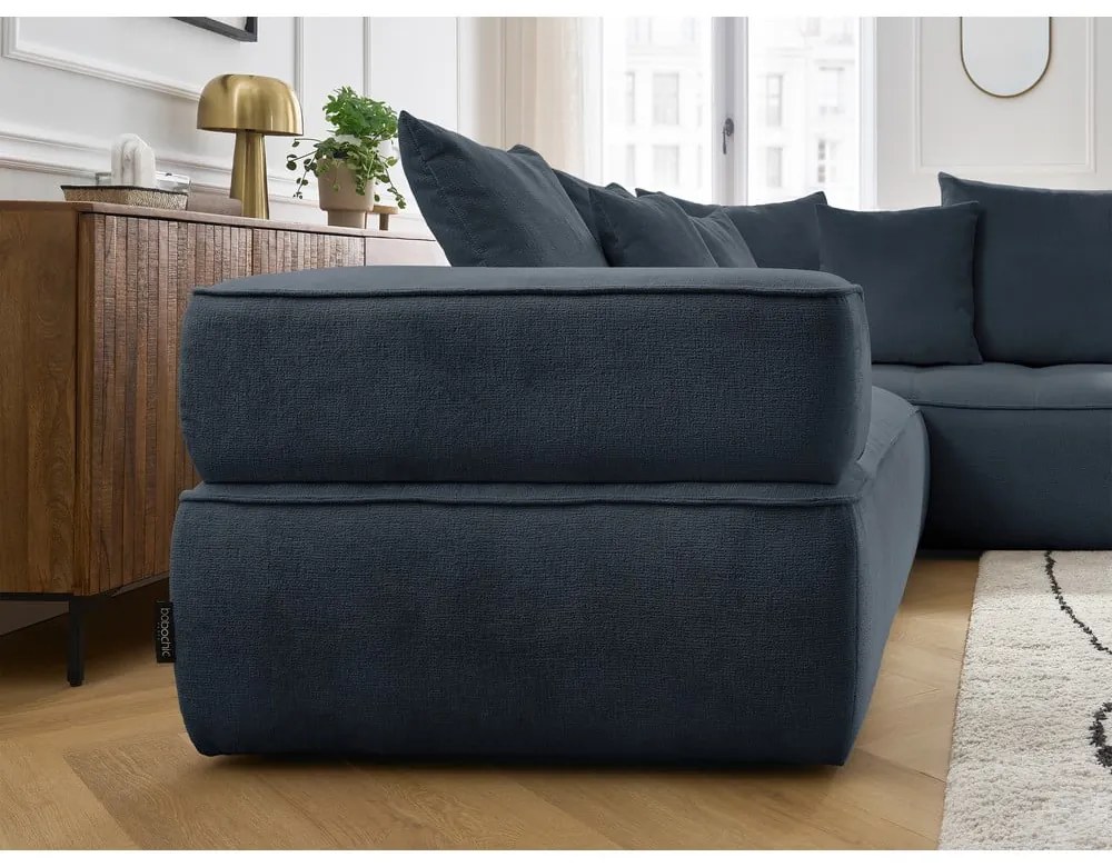 Tmavomodrá ženilková rohová pohovka (pravý roh/do L) Whesley – Bobochic Paris