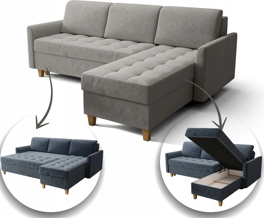 Rozkladací Rohový Box 240 S Úložným Priestorom, Funkcia Spania, Ponuka Skladovania Adele