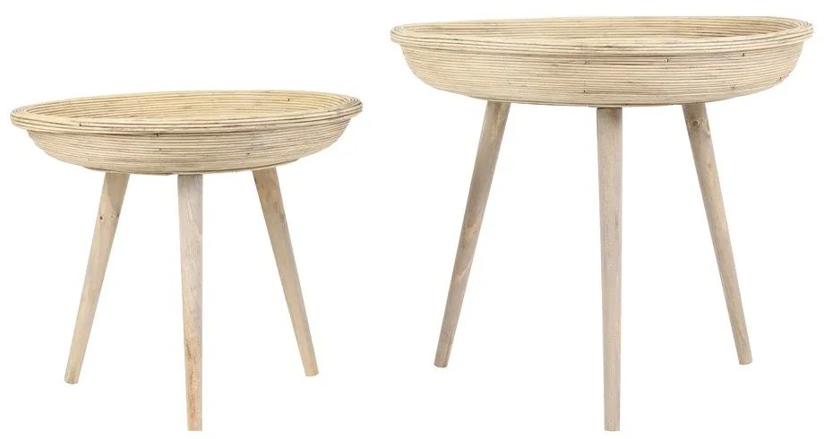 Ratanové okrúhle odkladacie stolíky v súprave 2 ks ø 56 cm Colon – Light &amp; Living