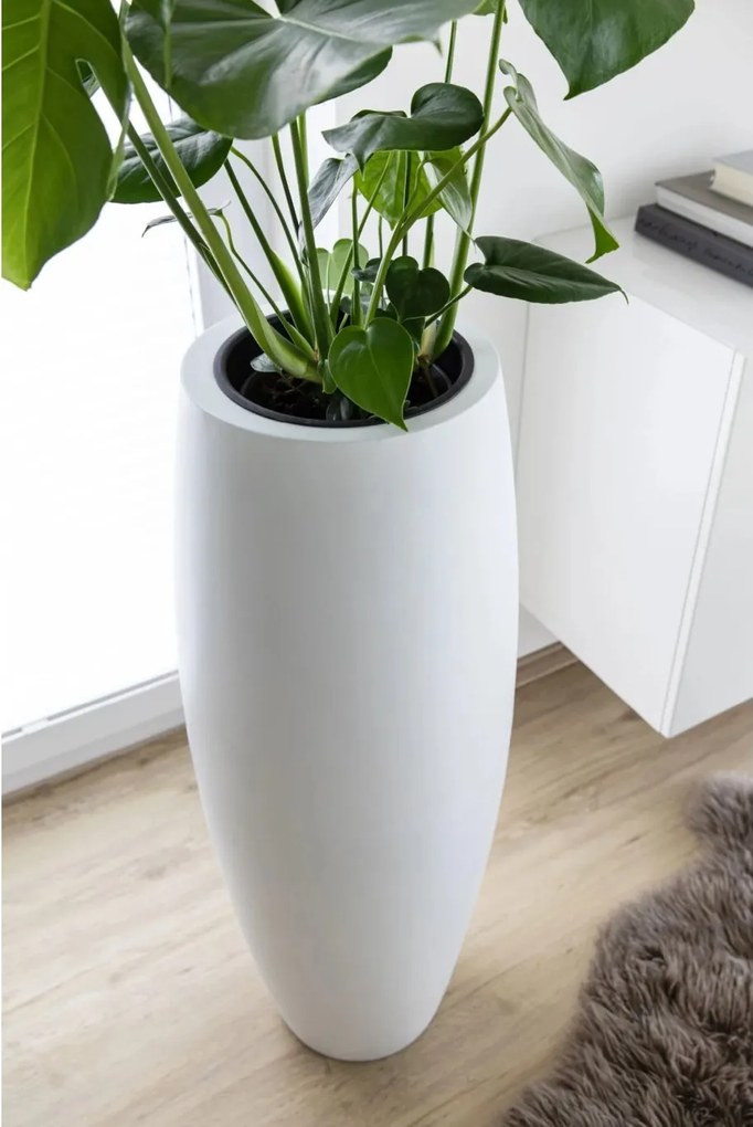 Kvetináč MAGNUM, sklolaminát, výška 80 cm, biely mat
