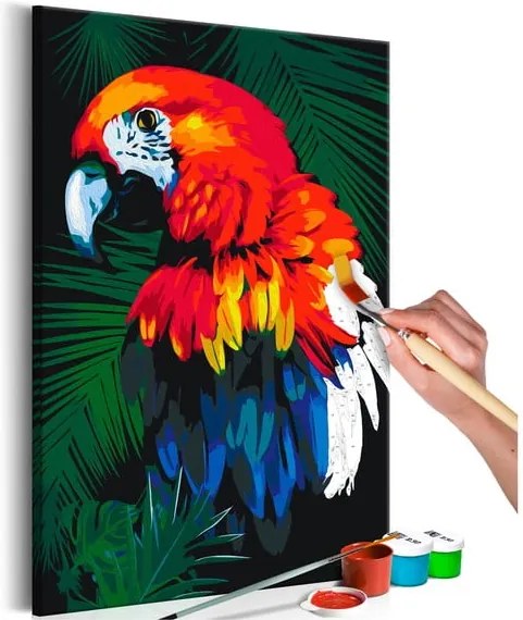 DIY set na tvorbu vlastného obrazu na plátne Artgeist Parrot, 40 × 60 cm
