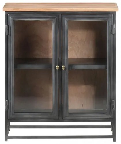vidaXL Komoda sivá 60x35x70 cm masívne akáciové drevo a oceľ-
