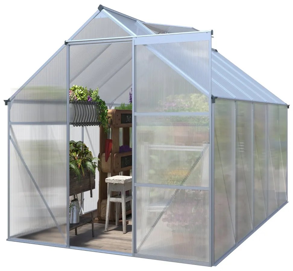Skleník BestBerg SH-4 / 4,8 m² / 250 x 190 x 195 cm / strieborná